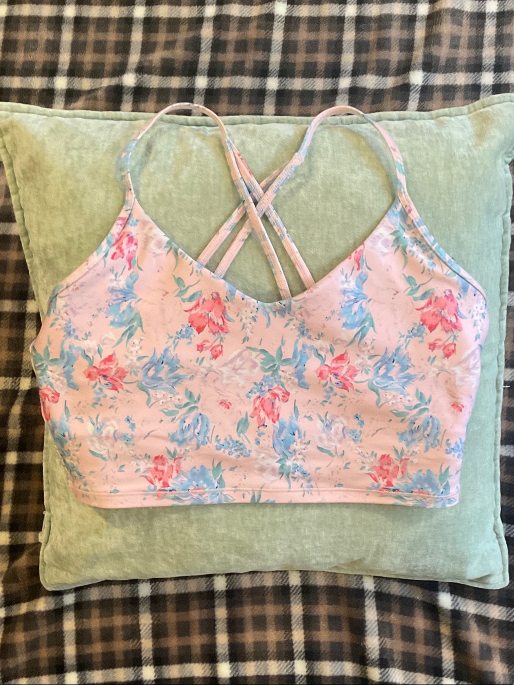 LoveShackFancy Pink Floral Crisscross Bralette